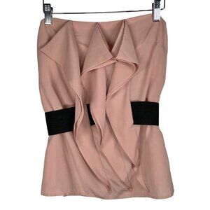 Vintage Forever 21 Y2K Blush Pink Belted Boning Tube Top Ruffle Front Lined S